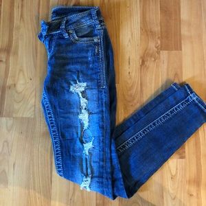 SIilver; Skinny jeans